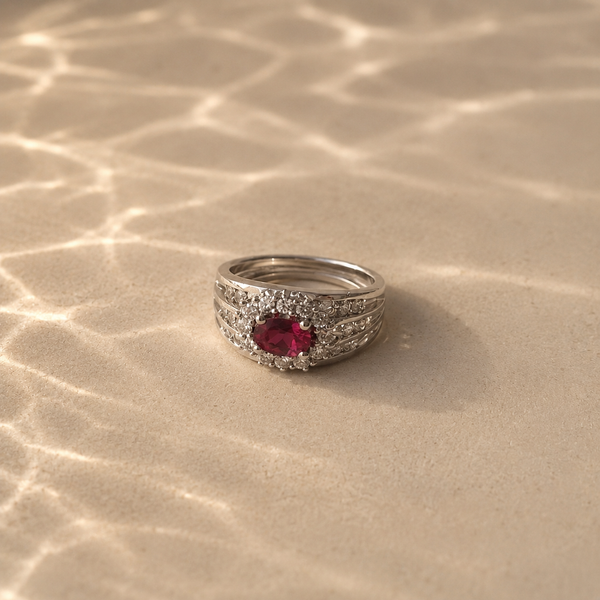 Pink CZ Statement Halo Ring