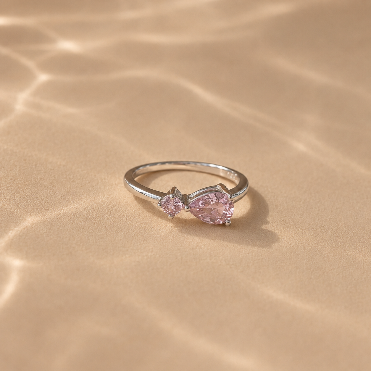 Pink CZ Toi et Moi Ring