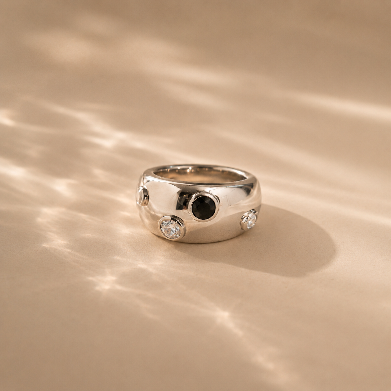Black Spinel Statement Ring