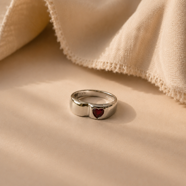 Heart Garnet Signet Ring