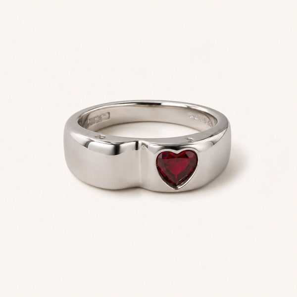 Heart Garnet Signet Ring