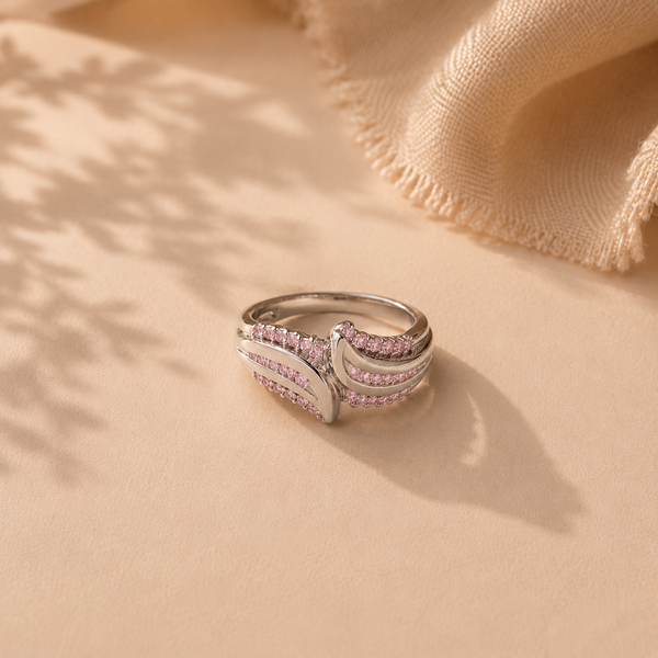 Pink CZ Wave Statement Ring