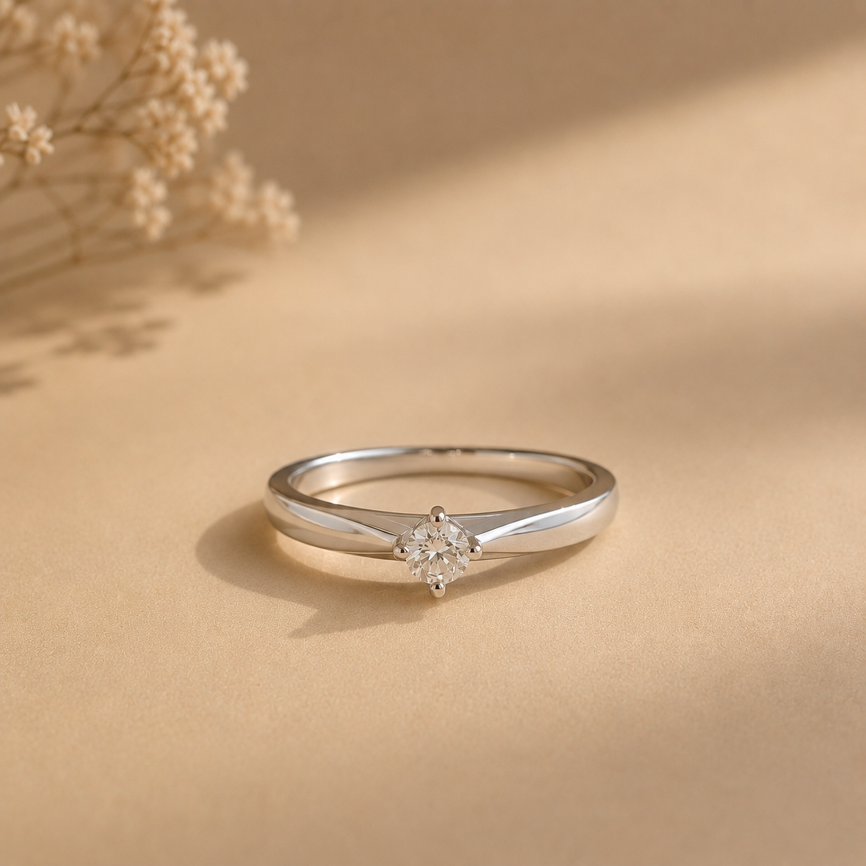 White CZ Solitaire Ring