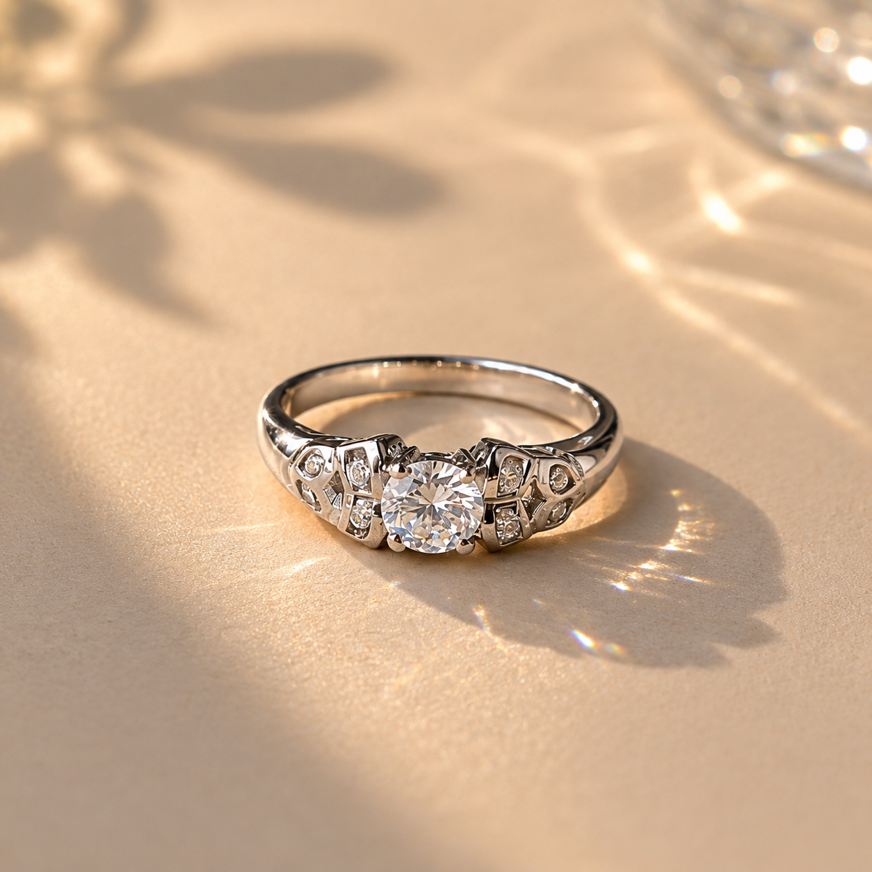 Vintage White CZ Engagement Ring