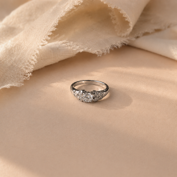 Vintage White CZ Engagement Ring