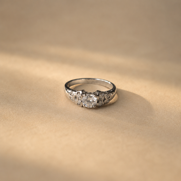 Vintage White CZ Engagement Ring