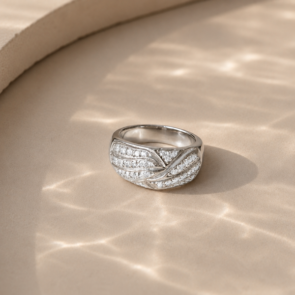 White CZ Statement Band Ring