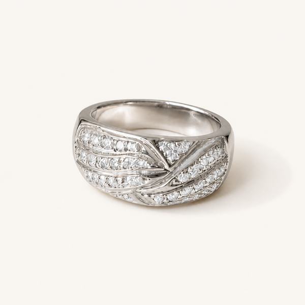 White CZ Statement Band Ring