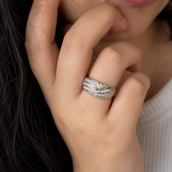 White CZ Statement Band Ring