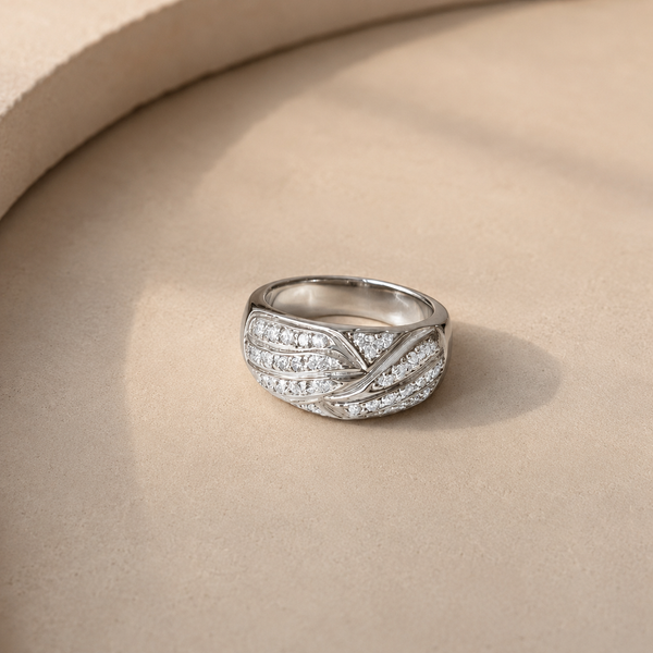 White CZ Statement Band Ring