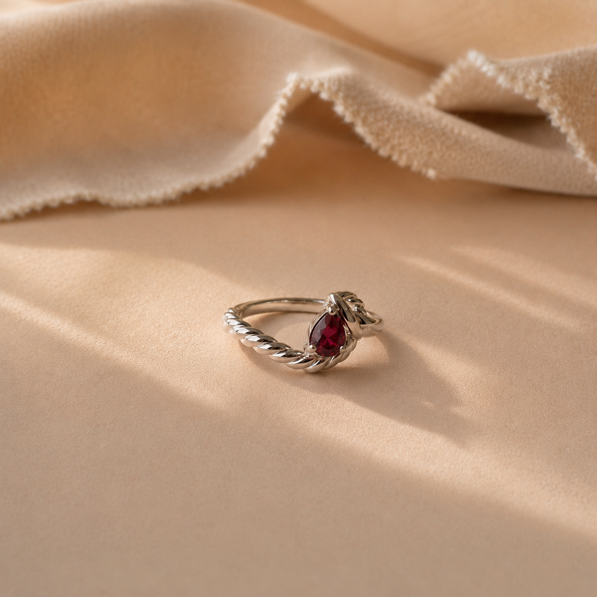 Pear Garnet Twist Ring