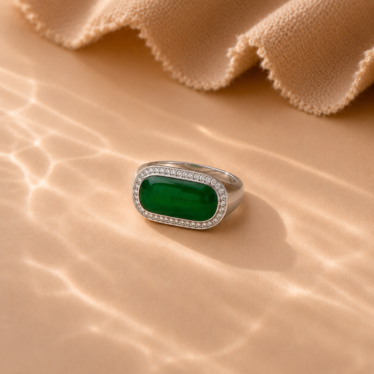 Emerald Halo Signet Ring