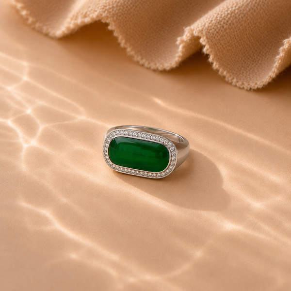 Emerald Halo Signet Ring