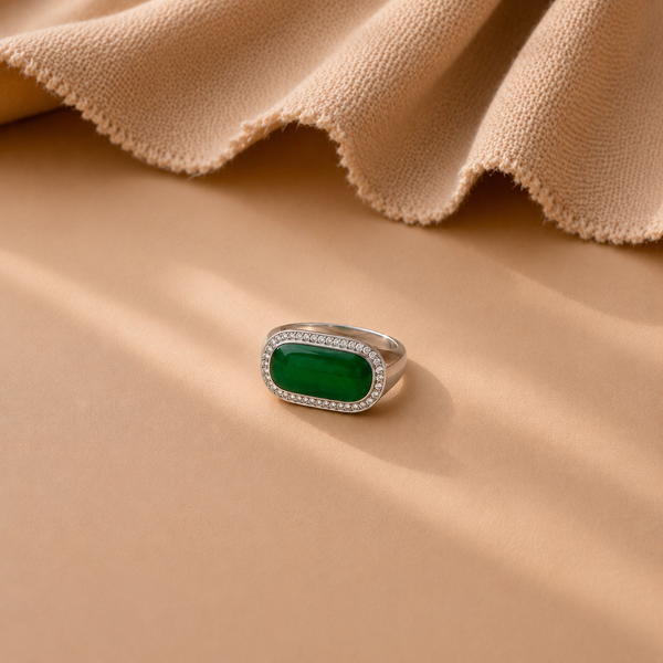 Emerald Halo Signet Ring