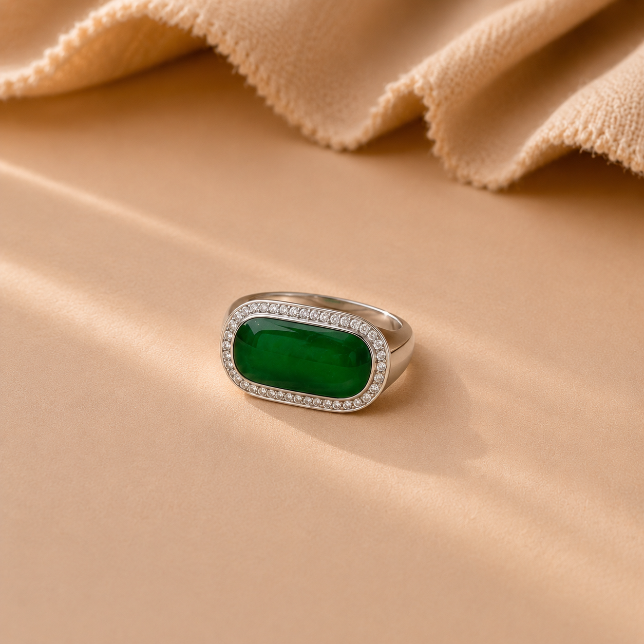 Emerald Halo Signet Ring