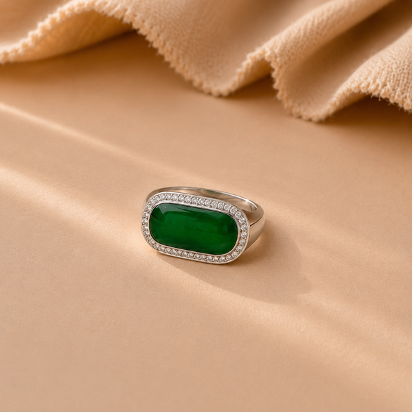 Emerald Halo Signet Ring