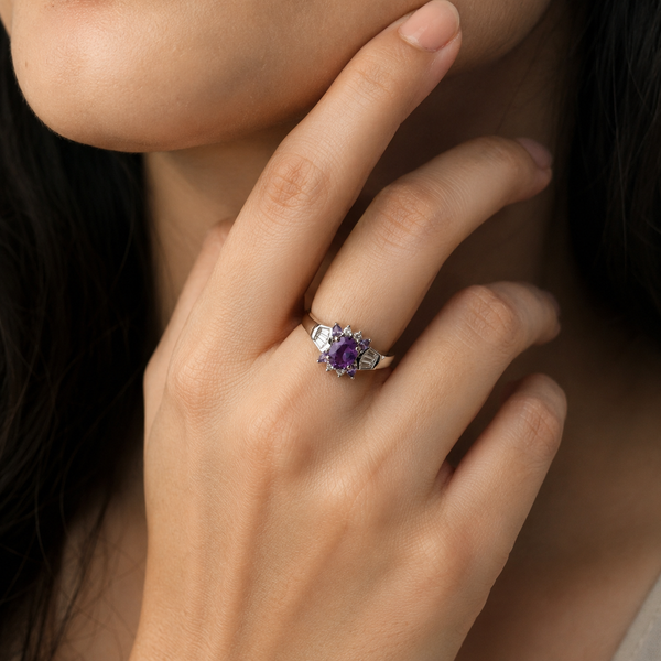 Amethyst Blossom Halo Ring