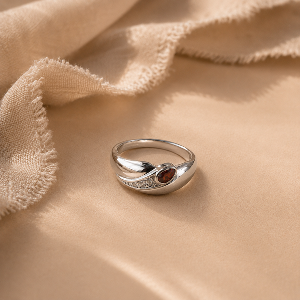 Garnet Wave Band Ring