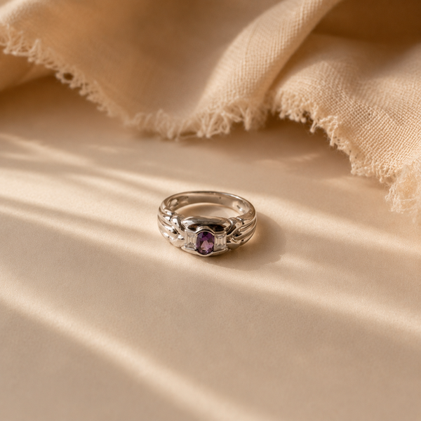 Amethyst Trinity Band Ring