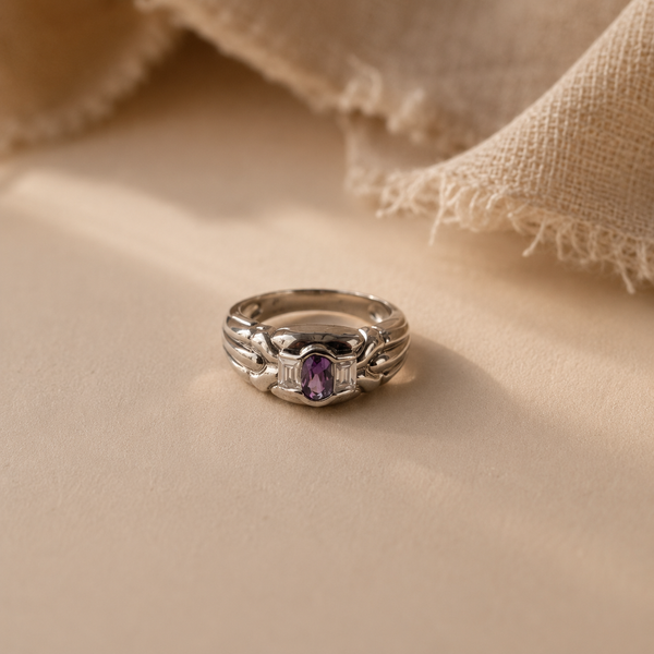 Amethyst Trinity Band Ring