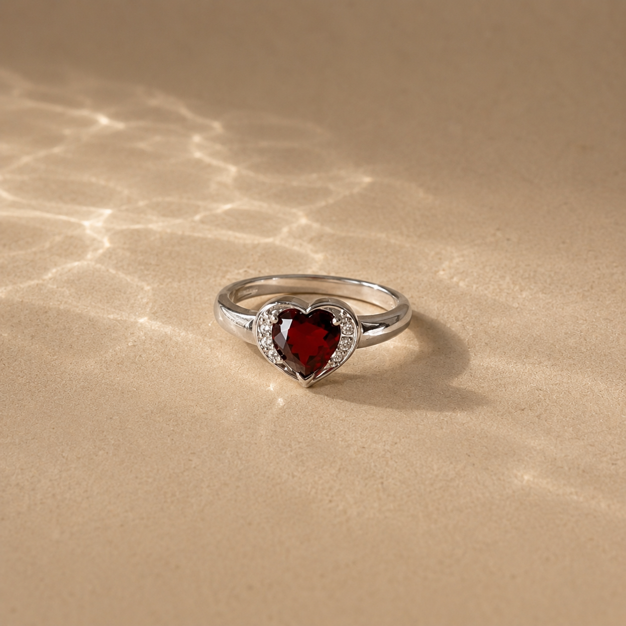 Garnet Heart Ring