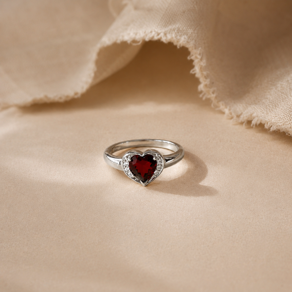 Garnet Heart Ring