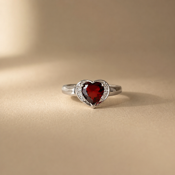 Garnet Heart Ring