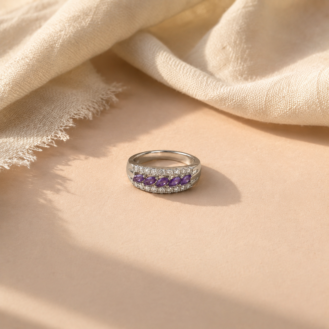 Amethyst Marquise Eternity Band Ring