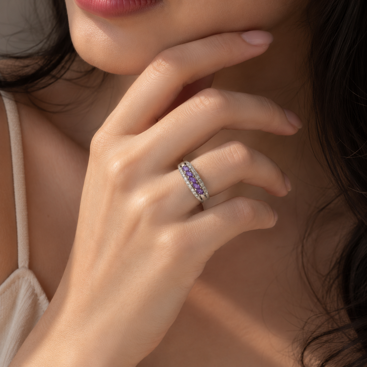Amethyst Marquise Eternity Band Ring