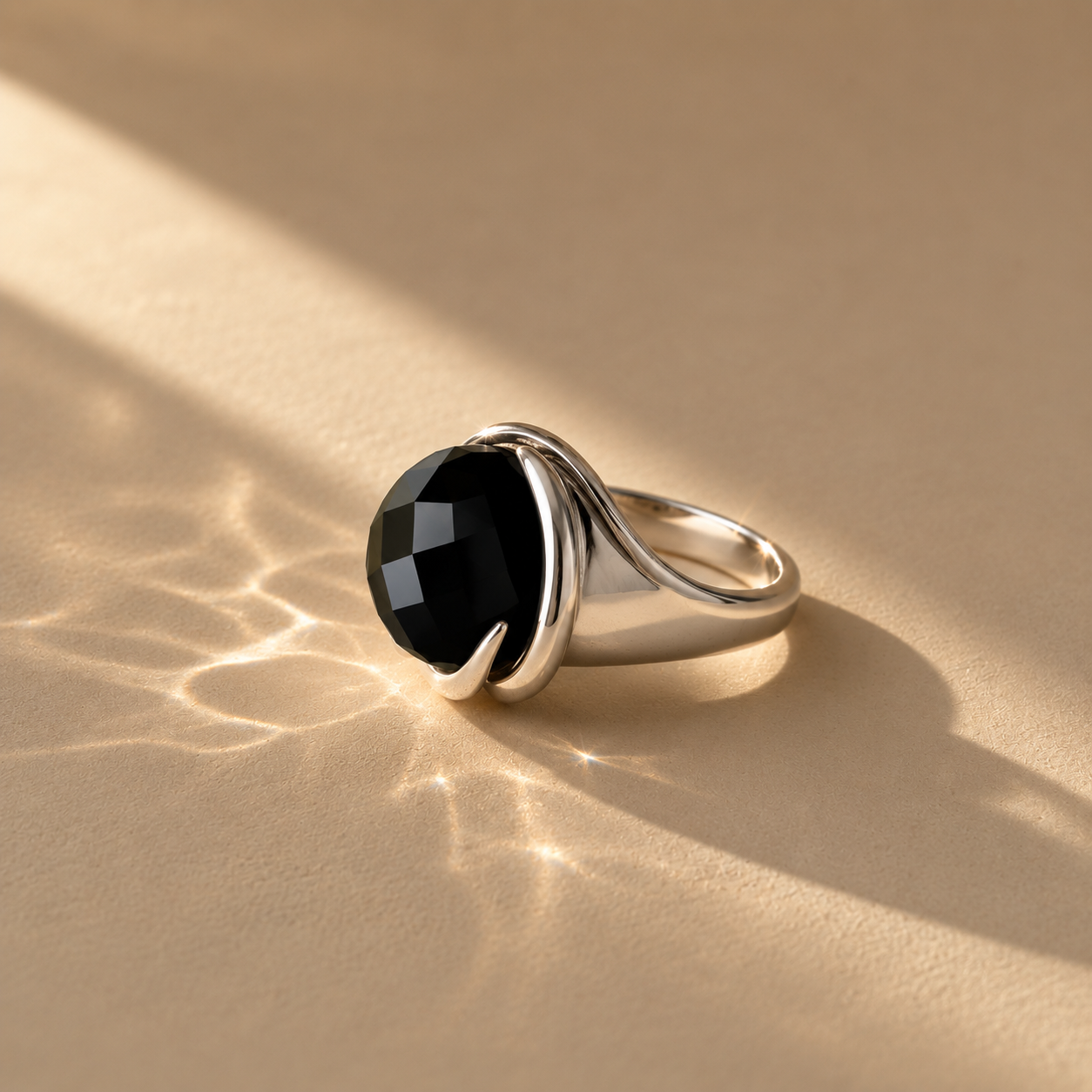 Black Spinel Statement Cocktail Ring