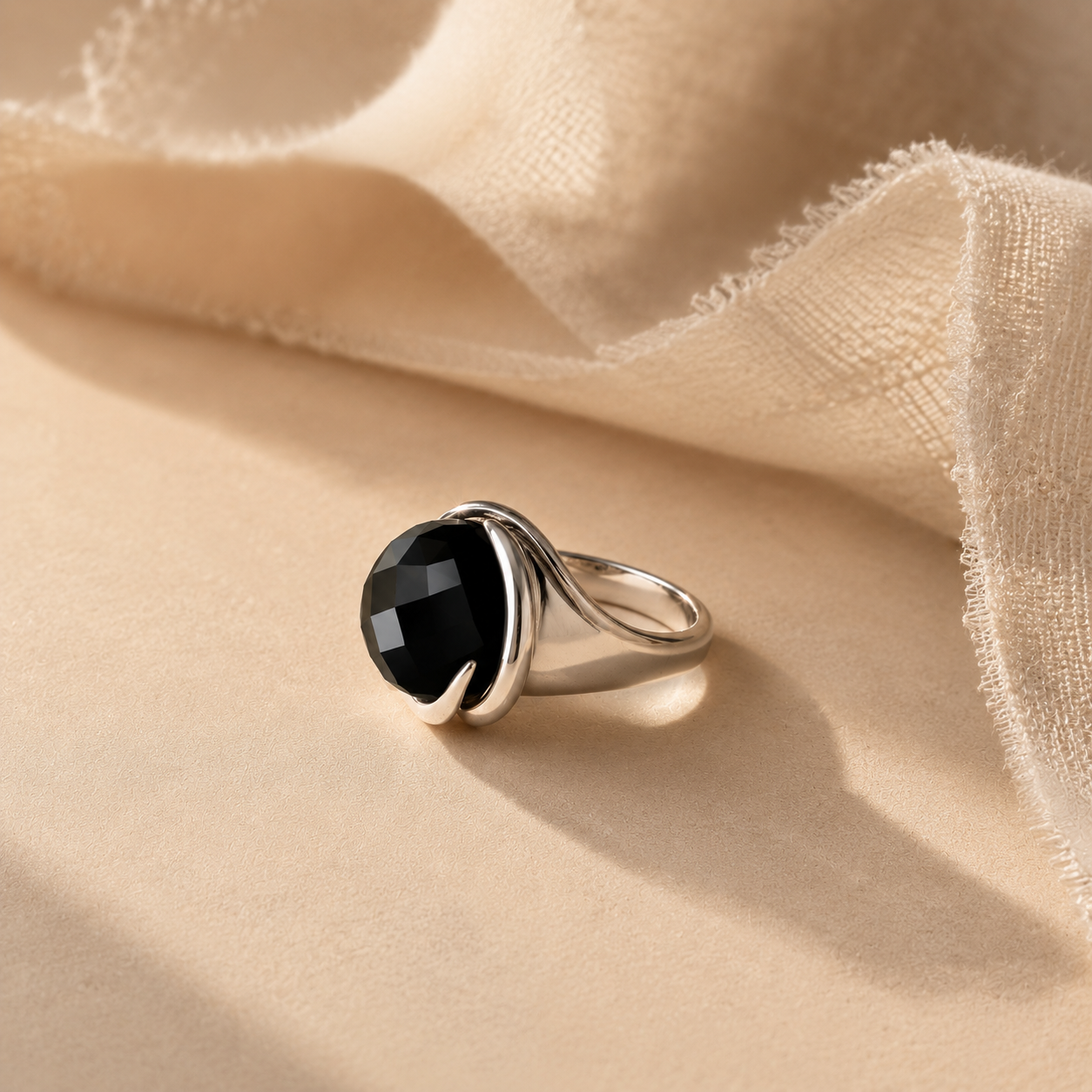 Black Spinel Statement Cocktail Ring
