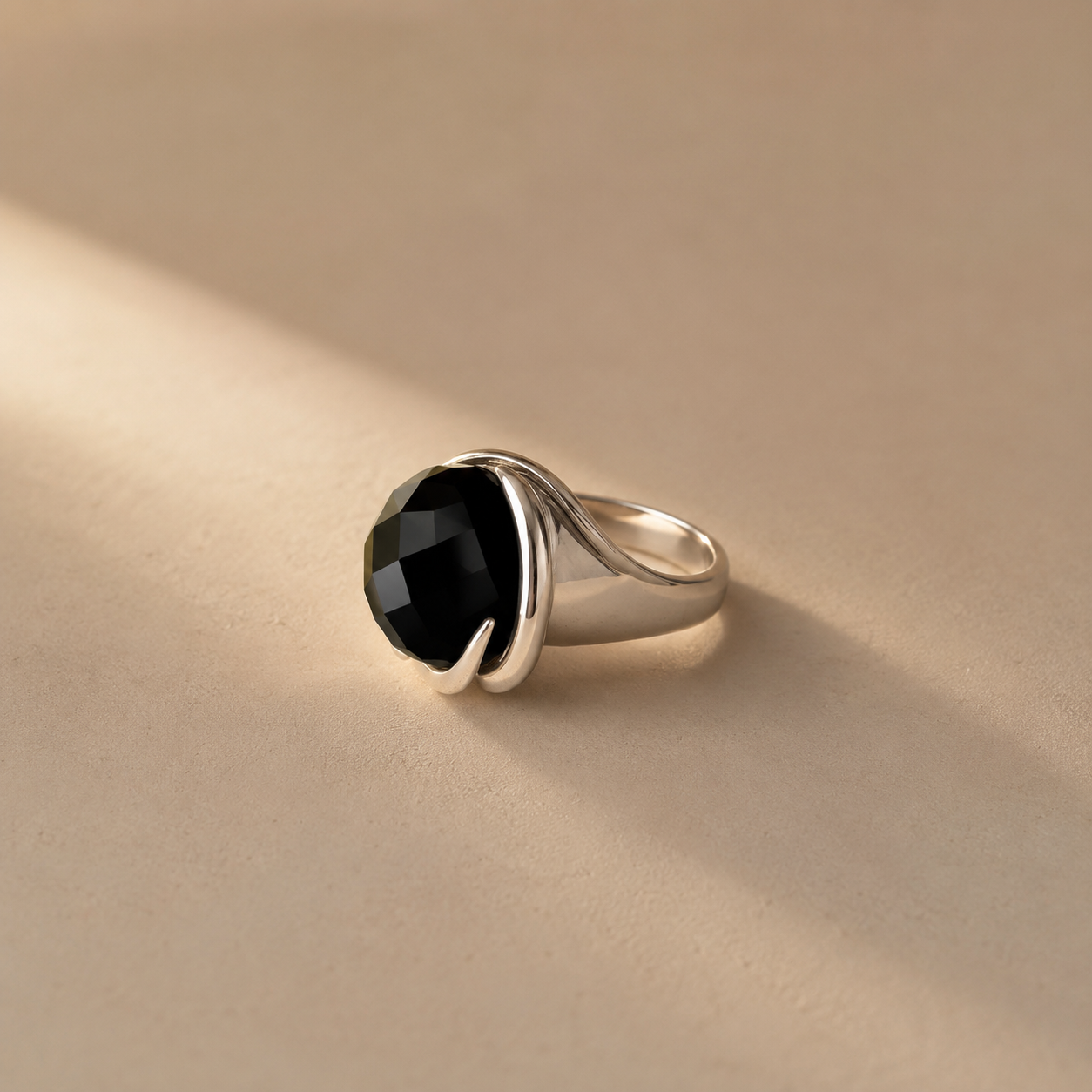 Black Spinel Statement Cocktail Ring