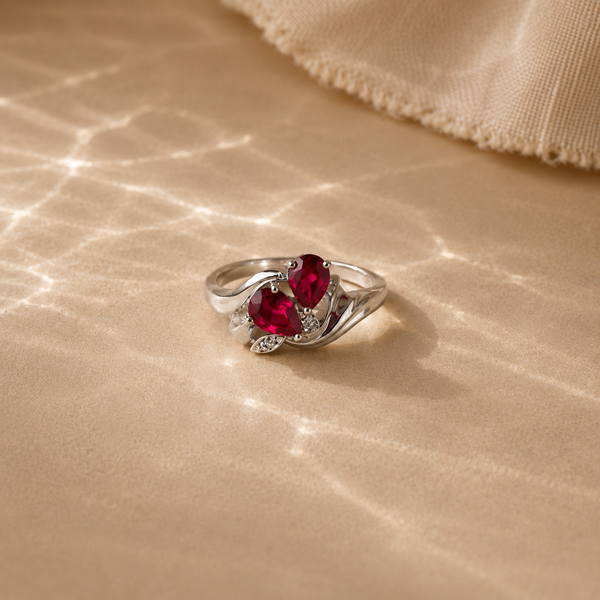 Pink Pear Stone Floral Ring
