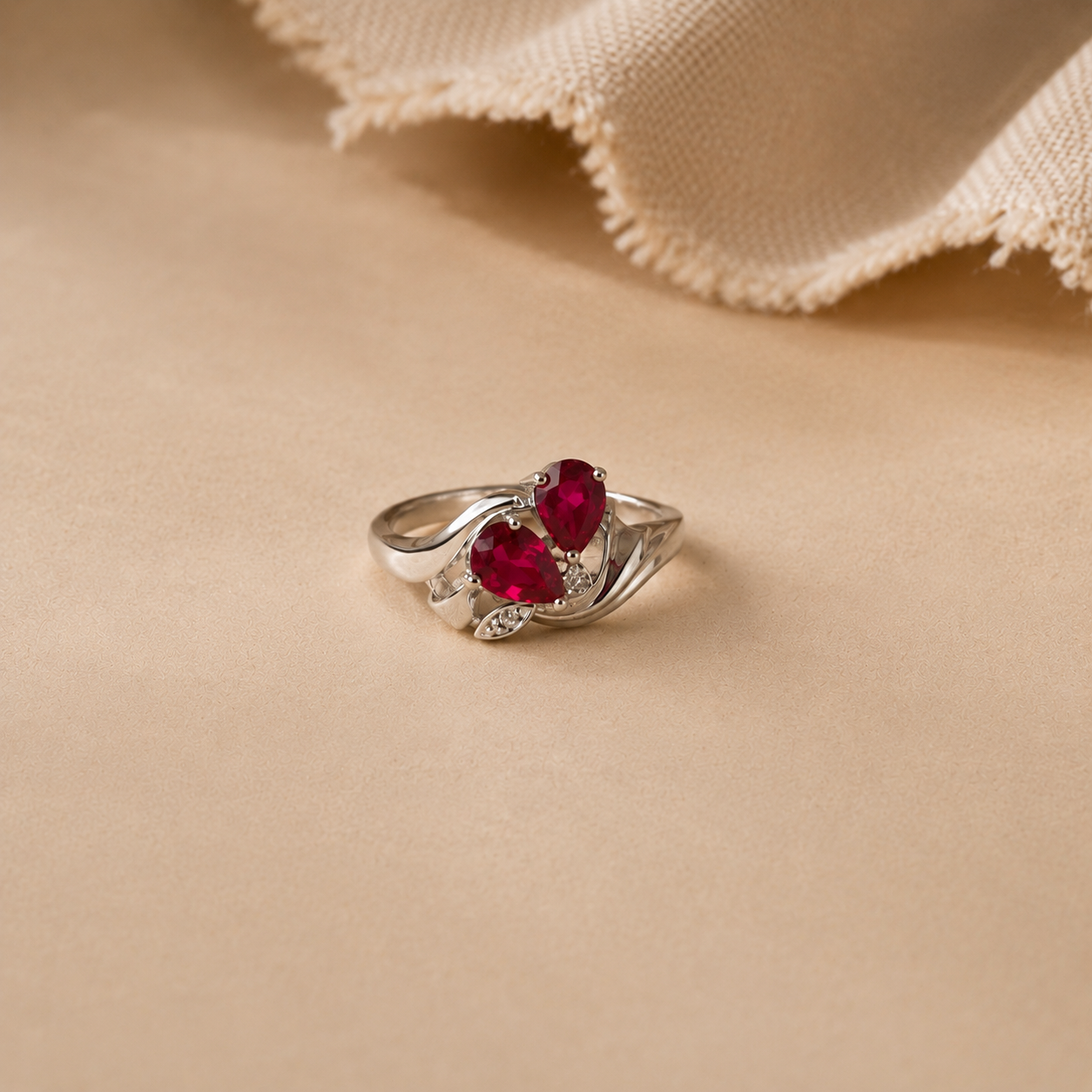 Pink Pear Stone Floral Ring