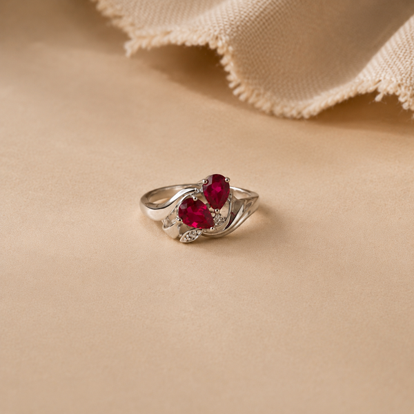 Pink Pear Stone Floral Ring