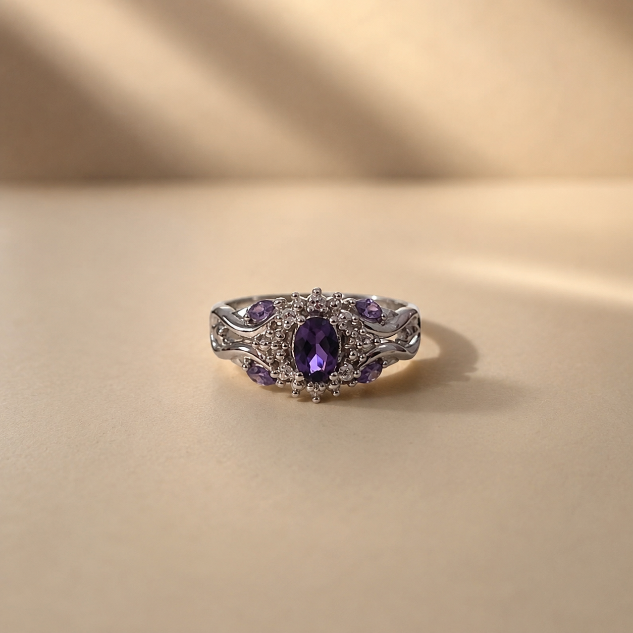 Vintage Amethyst Halo Ring