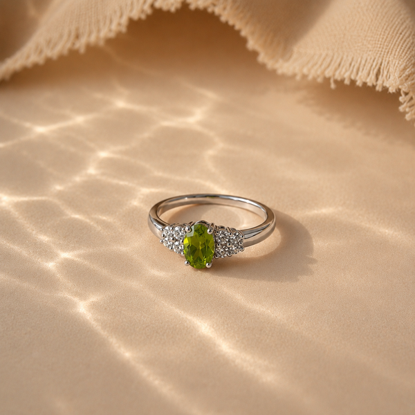 Peridot & White CZ Cluster Ring