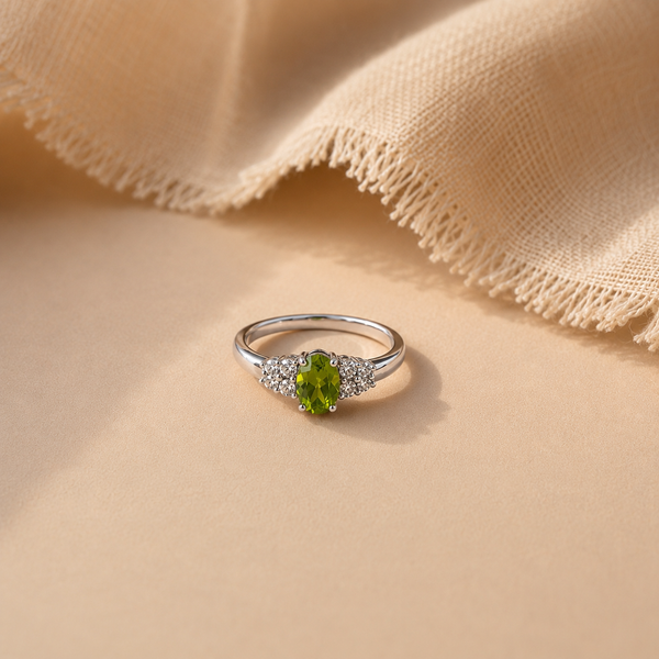 Peridot & White CZ Cluster Ring