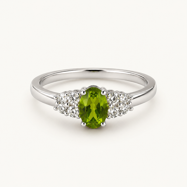 Peridot & White CZ Cluster Ring
