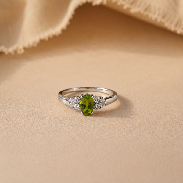 Peridot & White CZ Cluster Ring