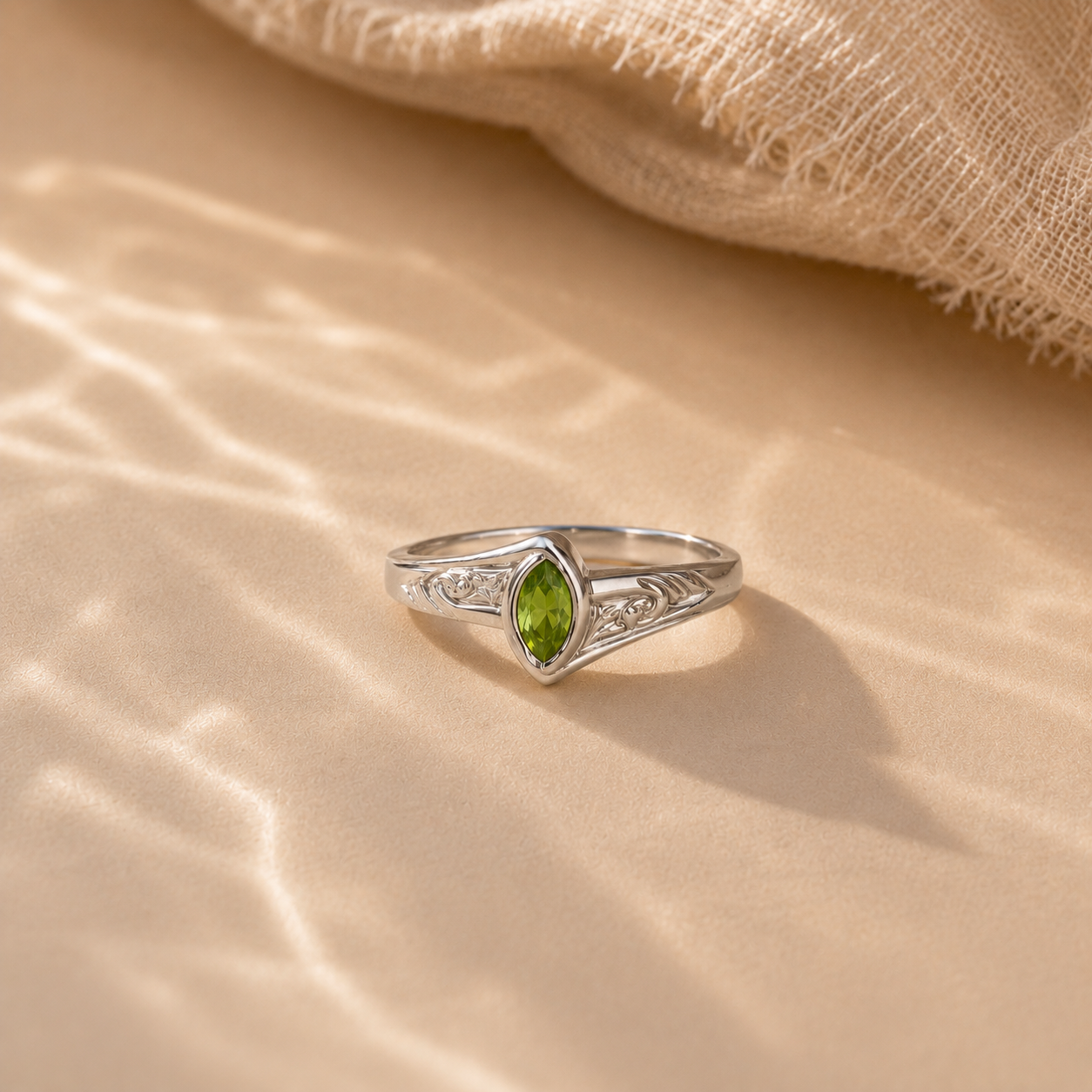 Marquise Peridot Filigree Ring