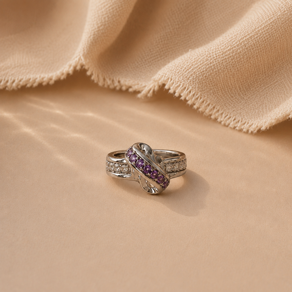 Amethyst Infinity Twist Ring
