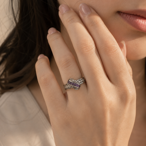 Amethyst Infinity Twist Ring
