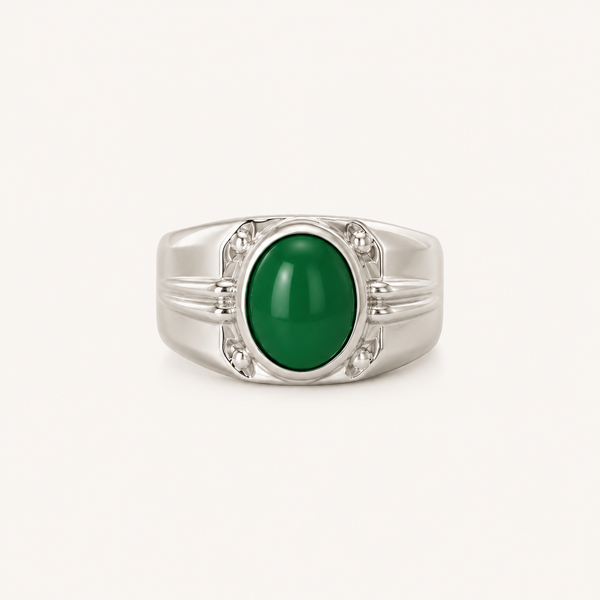 Regal Green Onyx Signet Ring