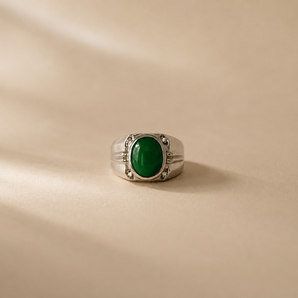Regal Green Onyx Signet Ring