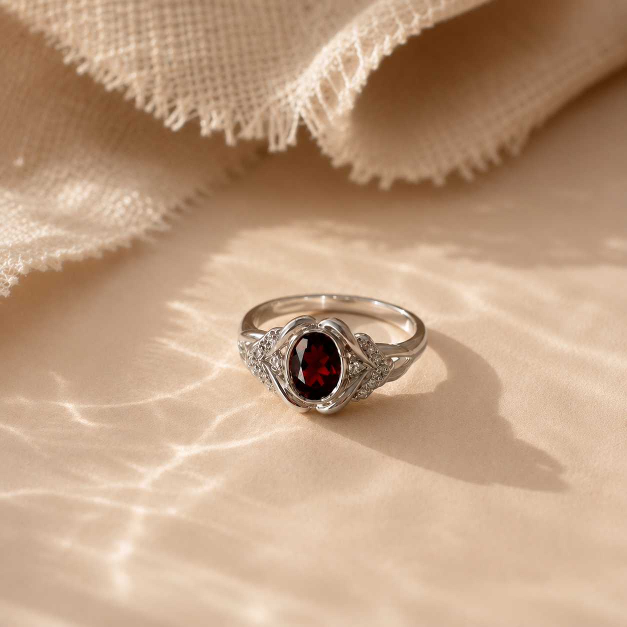 Evelyne Garnet Halo Ring