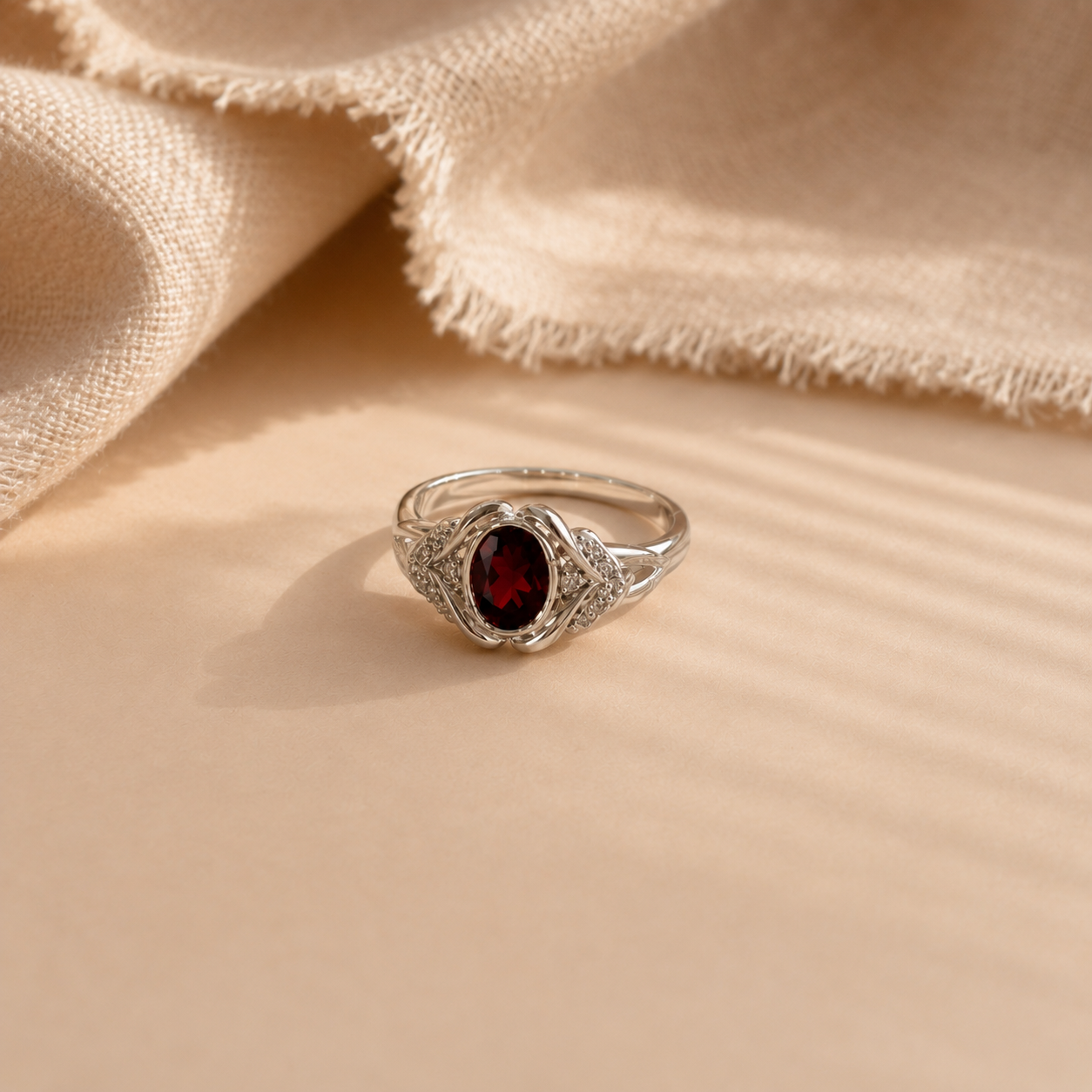 Evelyne Garnet Halo Ring