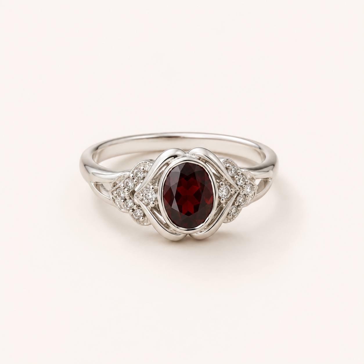 Evelyne Garnet Halo Ring