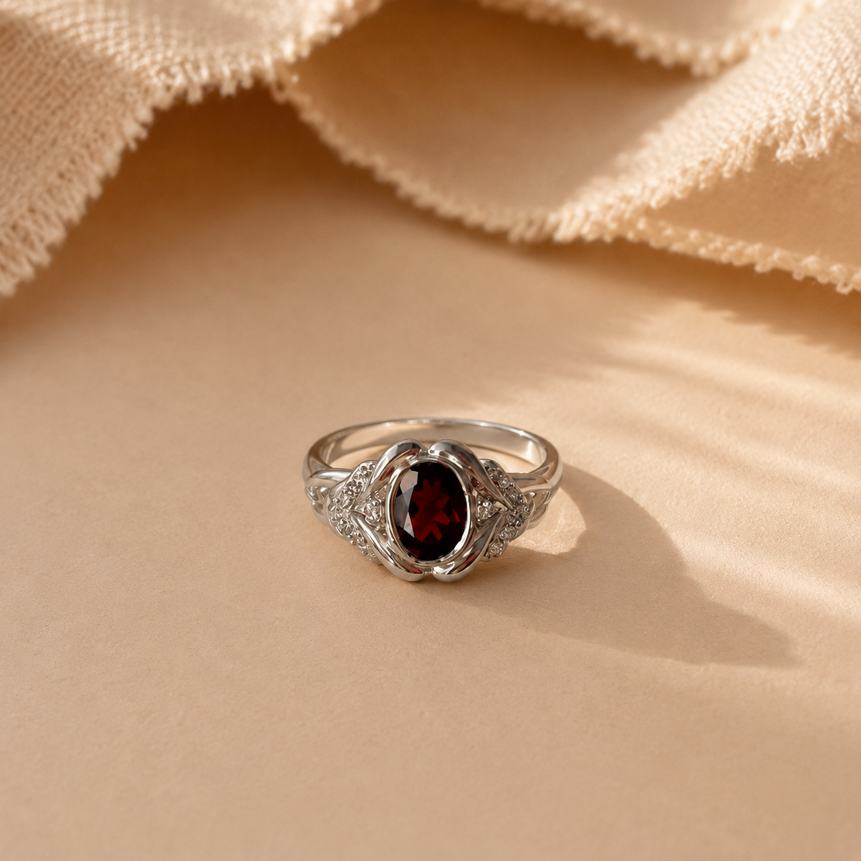 Evelyne Garnet Halo Ring