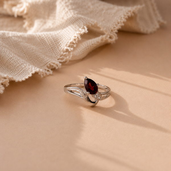 Scarlet Whisper Garnet Ring